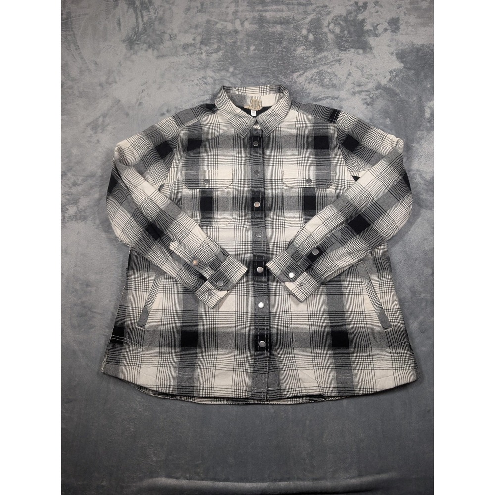 Duluth Trading Co Jacket Womens 2XL Plaid Flannel Quilted Lined Shirt Jacket